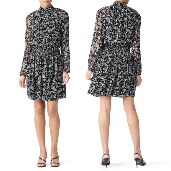 Rebecca Minkoff Zayee Mini Dress Medium Allover Paisley Print Chiffon - Picture 1 of 9